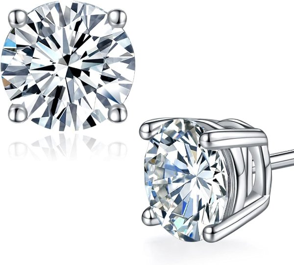 Moissanite Stud Earrings 925 Sterling Silver Women