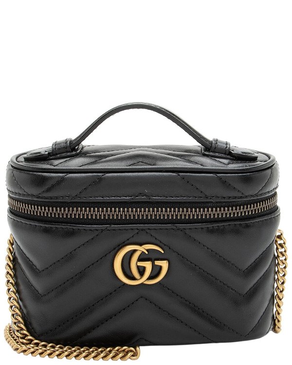  GG Marmont Black Leather Mini Vanity Handbag