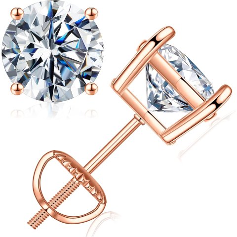 SMILEST 0.2-4克拉莫桑石耳钉 925银