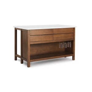 Poly & bark Serel 57.5英寸厨房岛台 白色石英台面