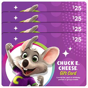 仅2天！Chuck E. Cheese 电子礼品卡 4张，价值$100