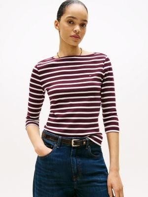 Boatneck Slim Fit T-Shirt 3/4 Sleeve