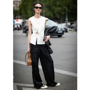 FRAME 高腰工装牛仔裤 贺聪同款深蓝色