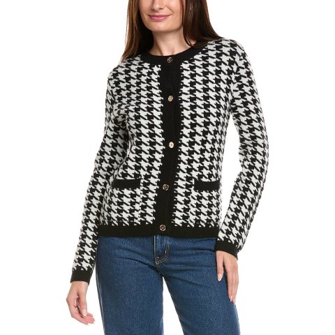 Kier J 千鸟格羊毛羊绒开衫
