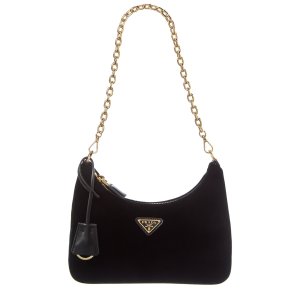 Prada Logo迷你天鹅绒皮革单肩包