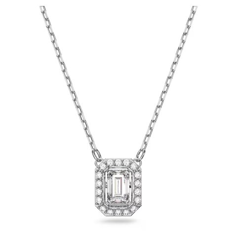 Una Octagon Cut Pendant White Rhodium Plated