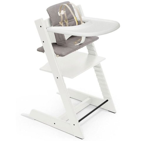 StokkeTripp Trapp High Chair and Cushion withTray - White / Icon Grey