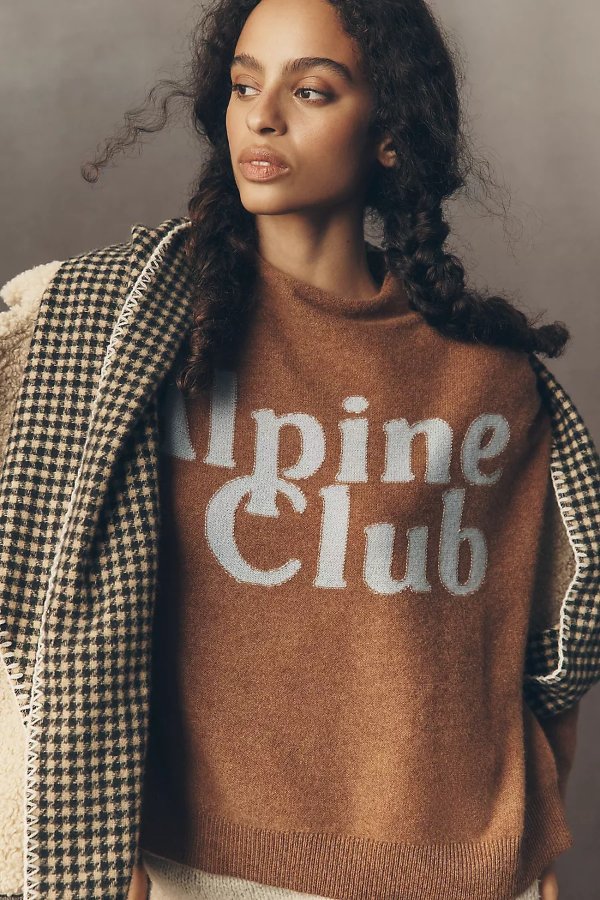Pilcro Alani Cashmere Mock-Neck Sweatshirt