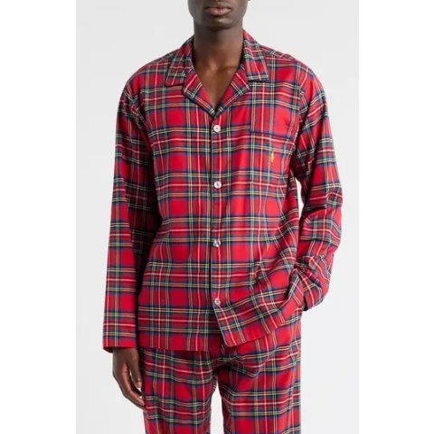 Polo Ralph Lauren格纹法兰绒睡衣上衣