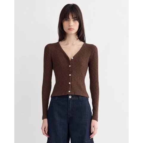  Cozy 罗纹开衫 深栗色