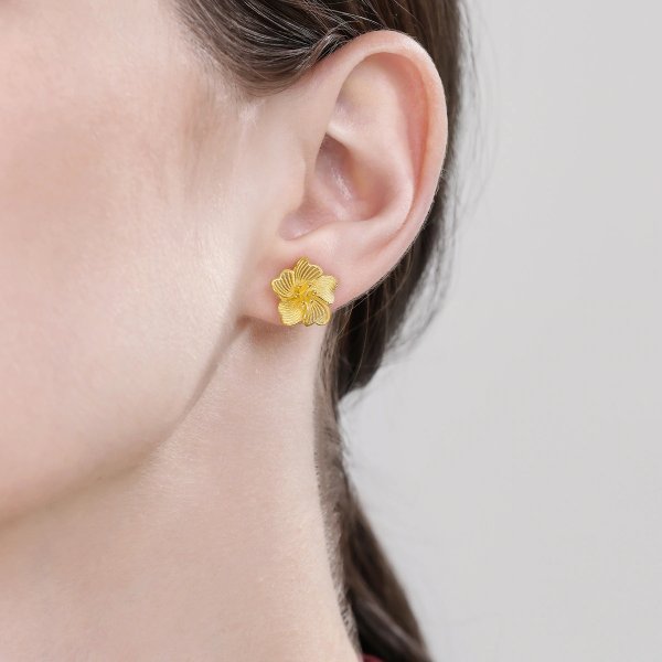 'Floral' 999.9 Gold Earrings