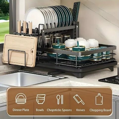 Double-Tier Extendable Large Dish Drainer
