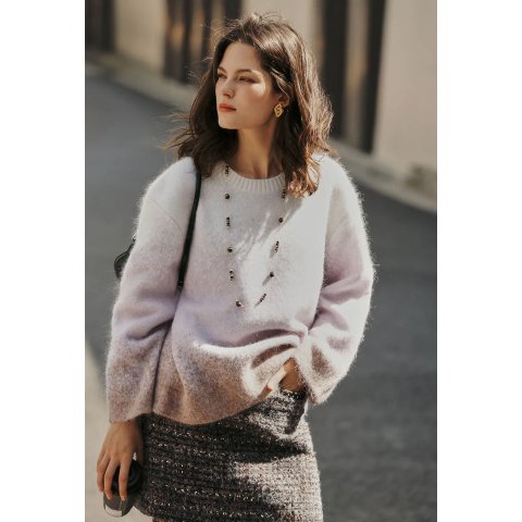 Dale  渐变紫马海毛毛衣