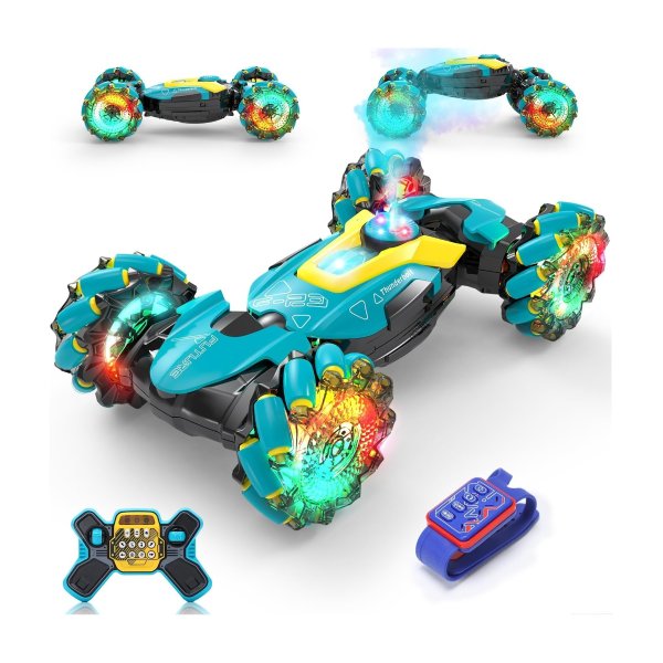 DEERC Gesture Sensing RC Stunt Car with Fog Mist & Music