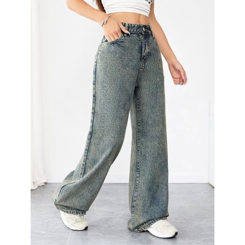 Loose Fit High Waist Vintage Wide Leg Jeans
