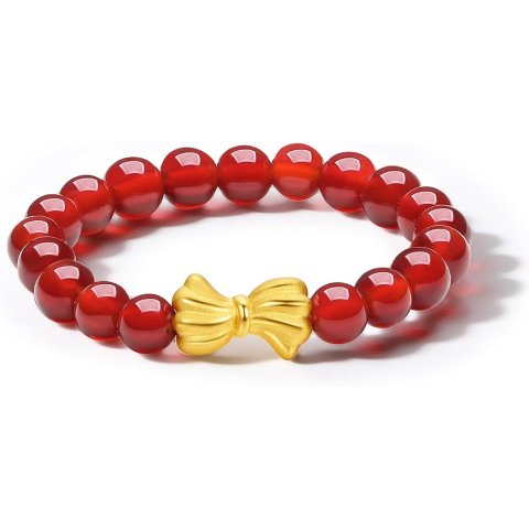 24K Gold Butterfly Red Agate Adjustable Ring