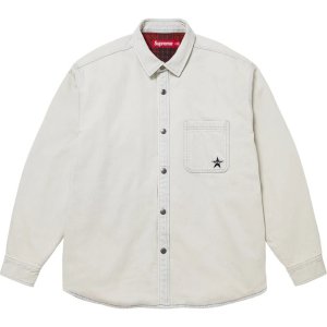 SupremeQuilted Lined Denim Snap Shirt Cotton
