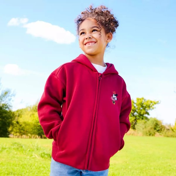 Minnie Mouse Zip Hoodie Kids Maroon