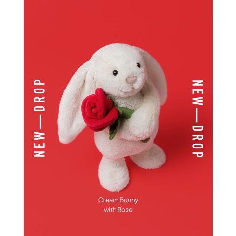 Cream Bunny Plush with Rose