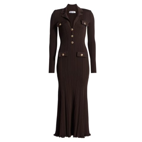 罗纹针织喇叭连衣裙