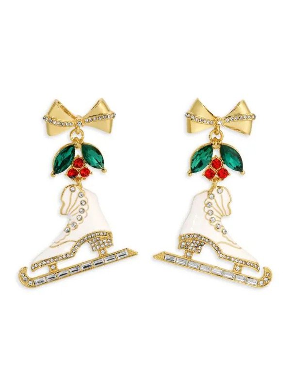 Luxe Leah 14K Goldplated Cubic Zirconia Enamel Earrings