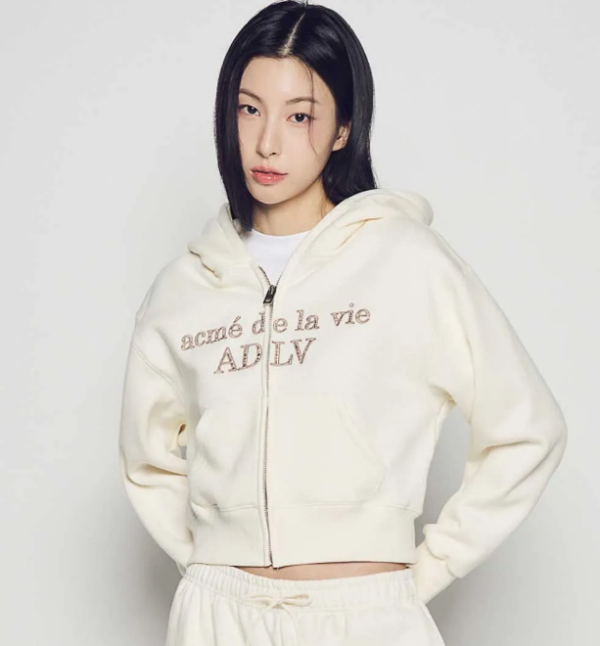 acmé de la vie WOMAN ZIGZAG EMBROIDERED ZIP UP HOODIE