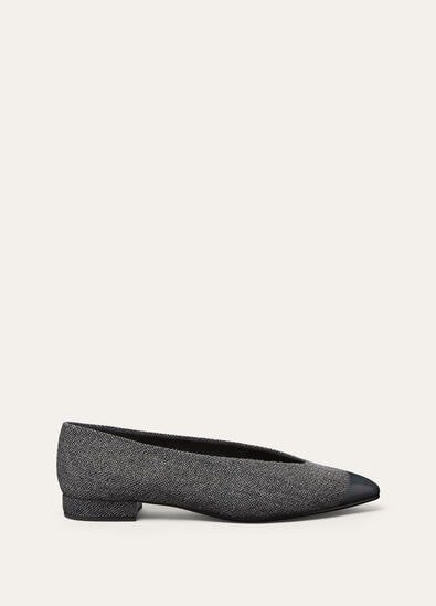 Rebecca Cap Toe Ballet Flat Linen Cashmere Wool