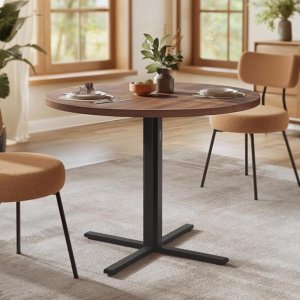 VASAGLE 圆形餐桌 31.5英寸 深胡桃色