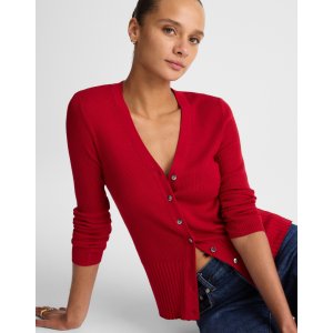 Madewell V领羊毛真丝混纺开衫