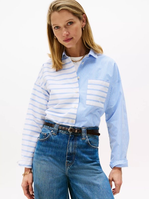 条纹衬衫 宽松款