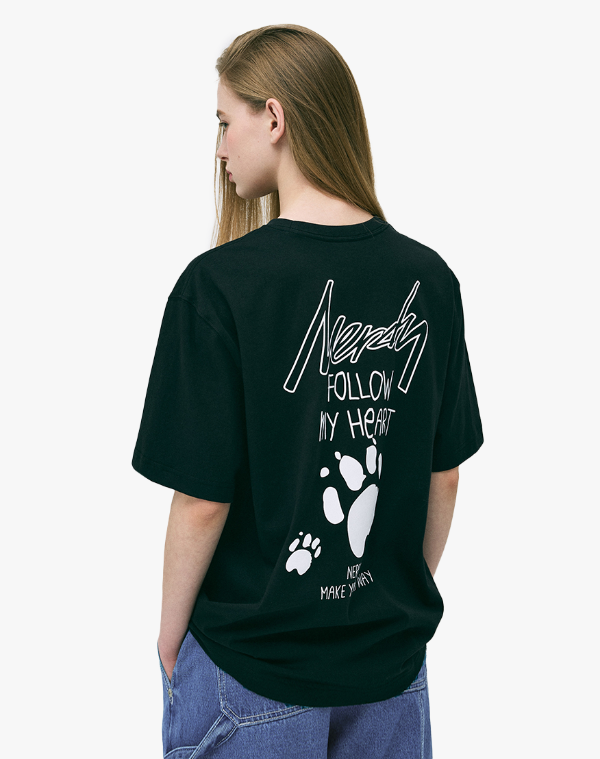Footprint Short Sleeve T-Shirt Cream Black