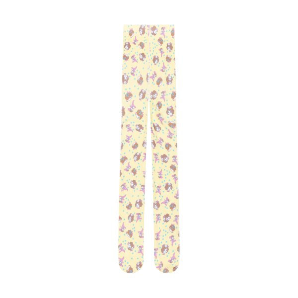 Girl Baby Print Tights Yellow