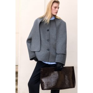 COS 羊毛短款双面围巾夹克