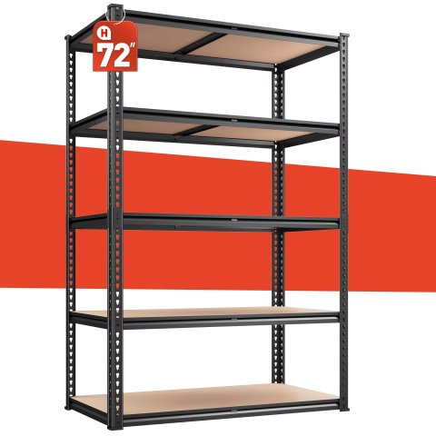 5-Tier Heavy Duty Shelving Unit 2000LBS 72" Matte Black