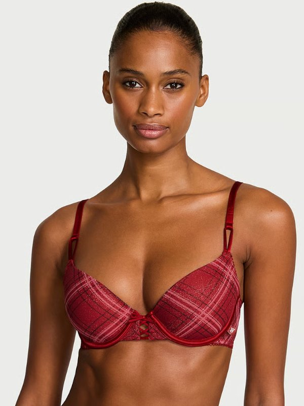 Sexy Tee Shimmer Mesh Lace-Up Demi Bra