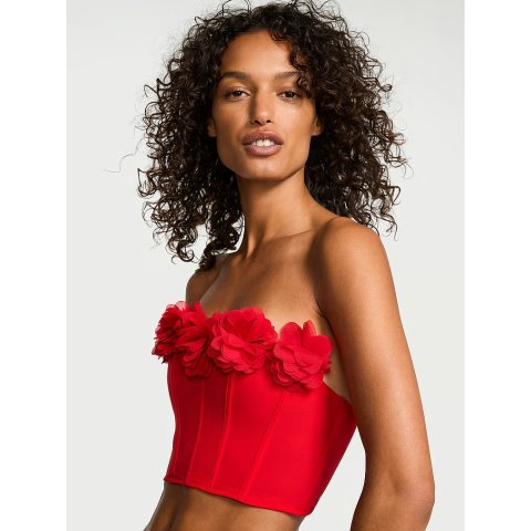 Red Roses Strapless Corset Top