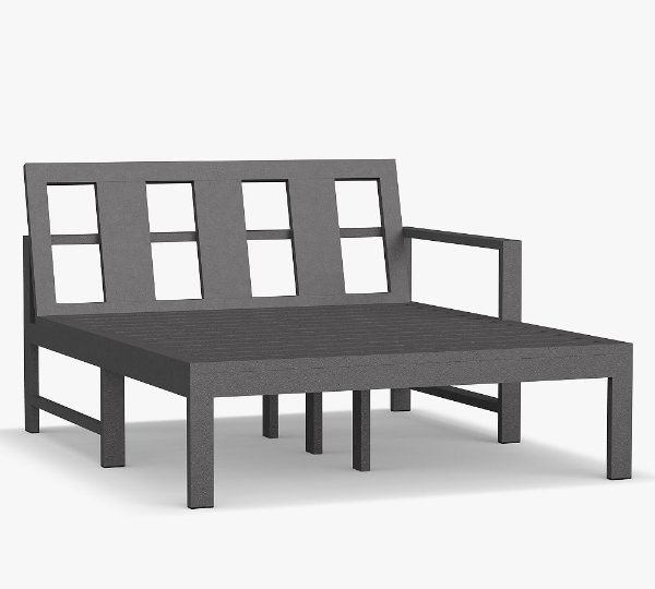 Indio Metal Outdoor Sectional Right-Arm Double Chaise Frame Slate