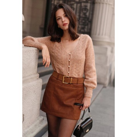 Carissa 驼色羔羊毛开衫 