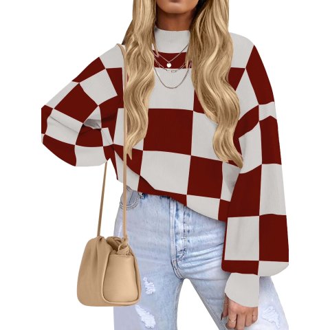 MOSHU Oversized Plaid Sweatshirt for Women
