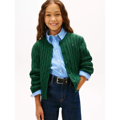 大童Logo绞花开衫 圣诞绿