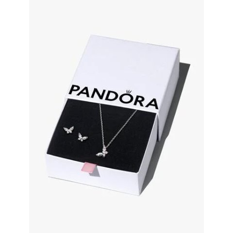 Pandora蝴蝶项链耳钉首饰礼盒