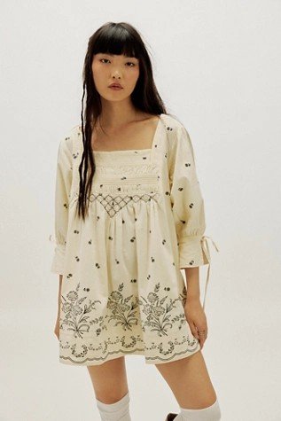 Sonora Printed Mini Dress Long Sleeve Square Neck