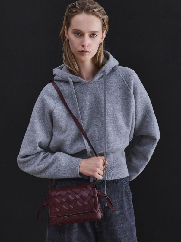 Ivette Woven Crossbody Bag Wineberry Red