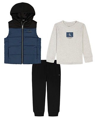 Boys Hooded Vest T-shirt Joggers Set