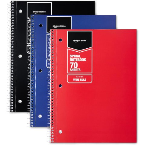 Amazon Basics 螺旋本 70页 3本装