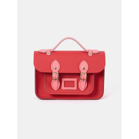 Mini Leather Satchel Bag Rouge Strawberry Pink