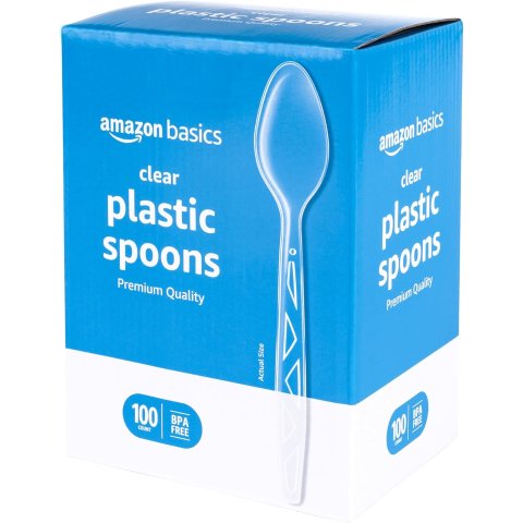 Amazon Basics Disposable Plastic Spoons 100 Count