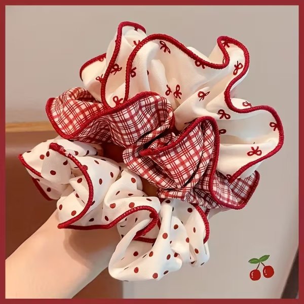 3pcs Bow Hair Tie Slim Scrunchies Set
