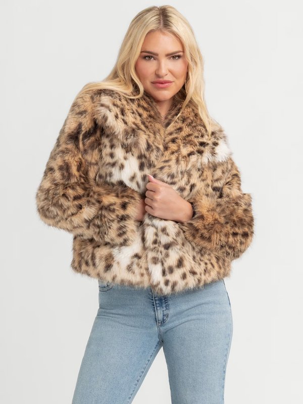 Jessica Simpson Faux Fur Round Collar Jacket XS-XXL