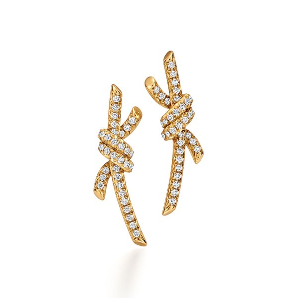 Tiffany & Co 18K Yellow Gold Pavé Diamond Earrings